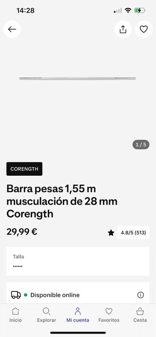Barra de pesas 1,55 m Corength
