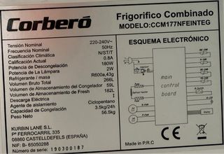 Frigorífico Corberó Integrable E-CCM177NFEIN