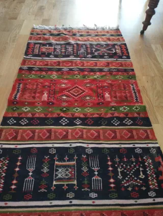 Tappeto Kilim vintage anni '50 lana fatto a mano