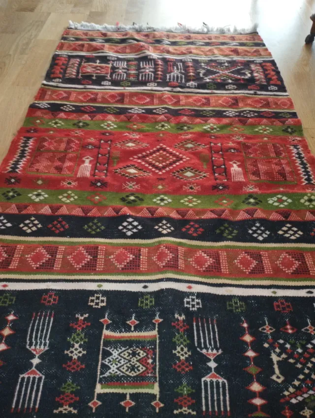 Tappeto Kilim vintage anni '50 lana fatto a mano