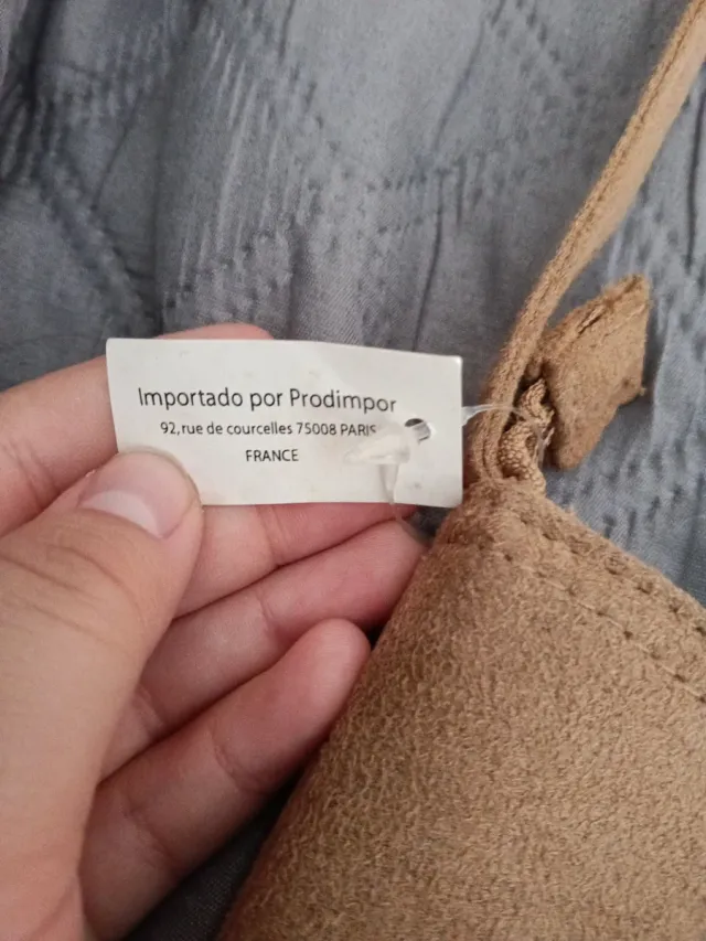 Bolso de ante beige con monedero