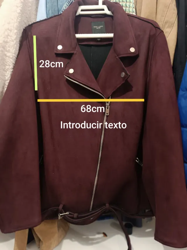 Chaqueta Biker antelina burdeos New Look Talla 52