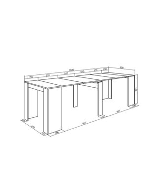 Tavolo da pranzo allungabile in rovere + 2 sedie