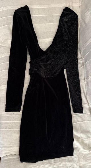 Vestido Terciopelo y Brillos Negro