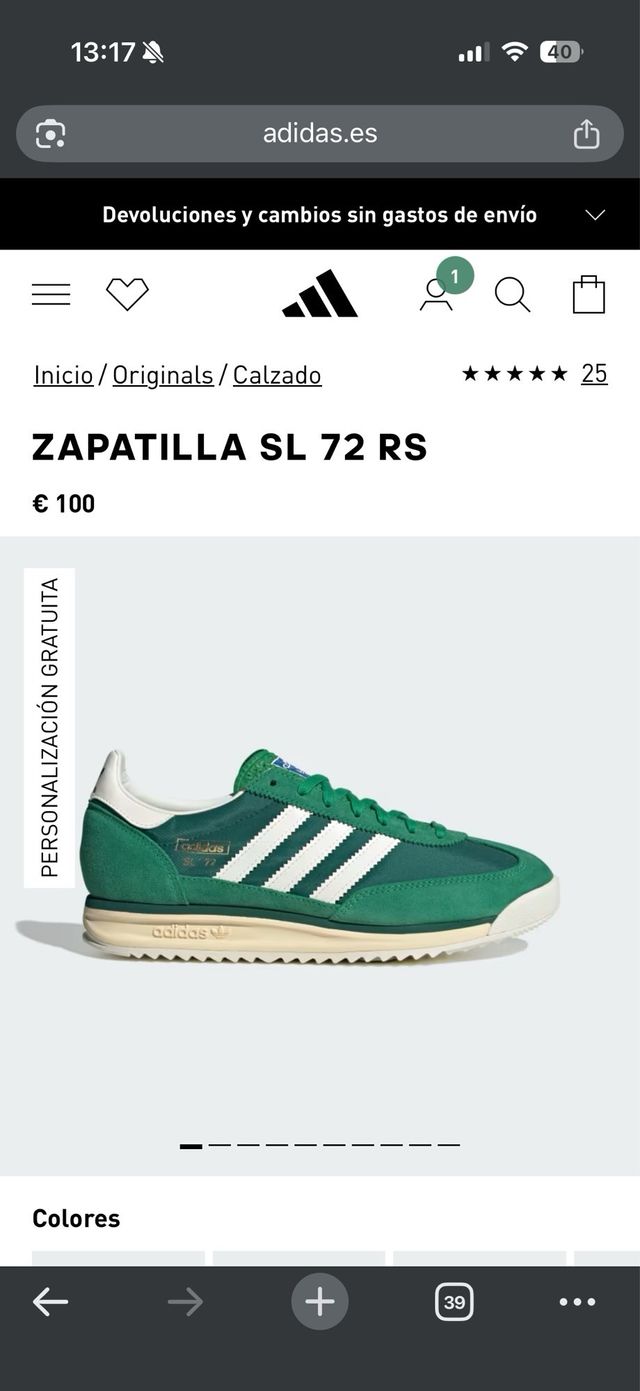 Adidas SL72 Verdes nuevas talla 45,5