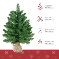 Árbol Navidad HOMCOM 60cm Mini Realista