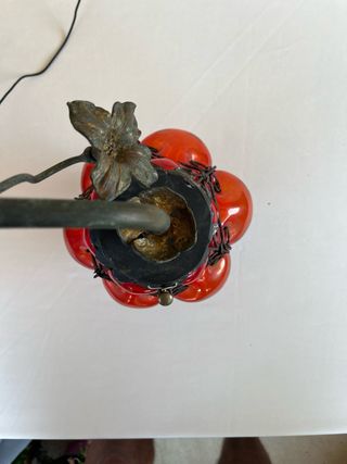 Antica lampada veneziana vetro arancio/rosso