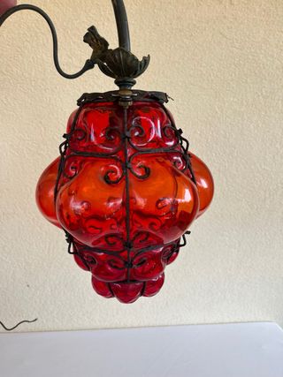 Antica lampada veneziana vetro arancio/rosso