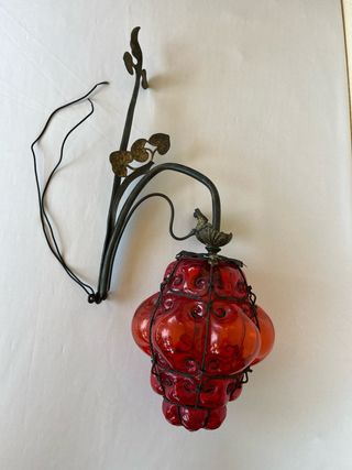 Antica lampada veneziana vetro arancio/rosso