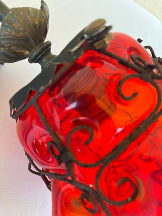 Antica lampada veneziana vetro arancio/rosso