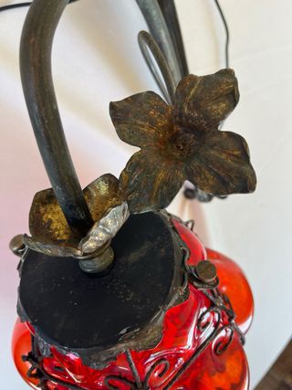 Antica lampada veneziana vetro arancio/rosso