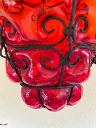 Antica lampada veneziana vetro arancio/rosso