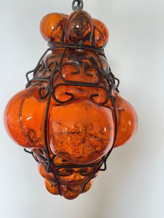 Antica lampada veneziana vetro arancio