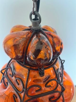 Antica lampada veneziana vetro arancio