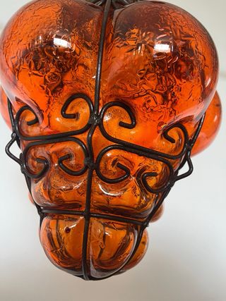 Antica lampada veneziana vetro arancio