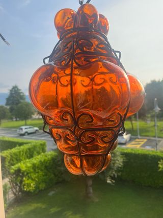 Antica lampada veneziana vetro arancio