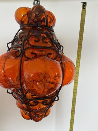 Antica lampada veneziana vetro arancio