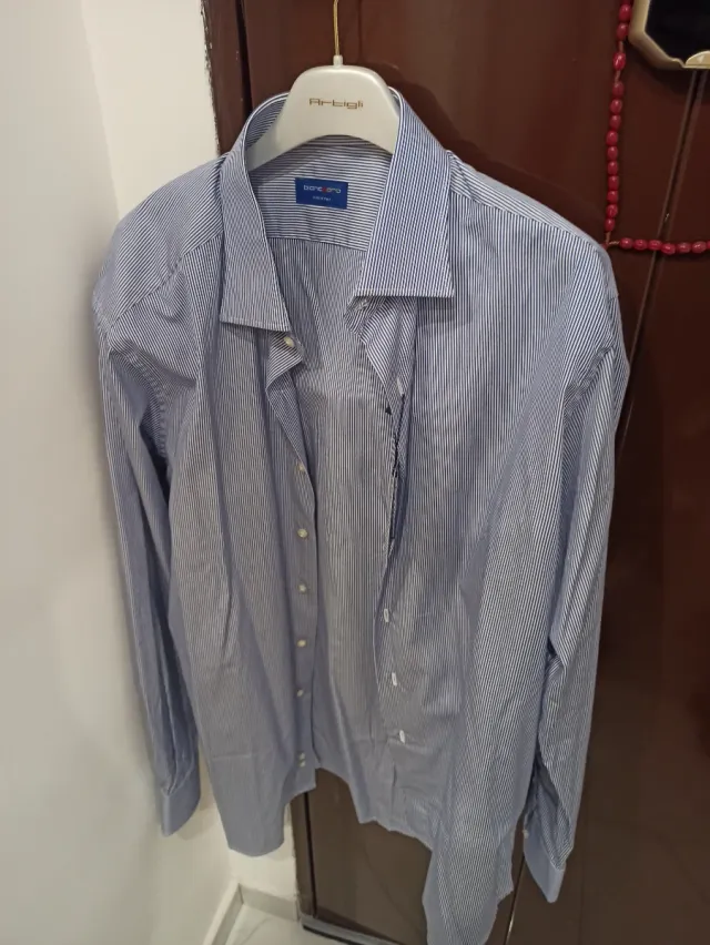 Camicia uomo Biaco oro righe blu