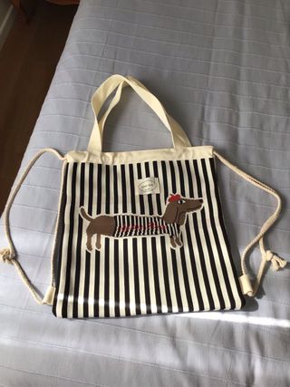 Bolso Mochila Perro Rayas