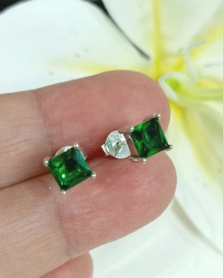 Pendientes esmeralda Circonitas Plata de ley 925