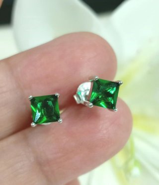 Pendientes esmeralda Circonitas Plata de ley 925