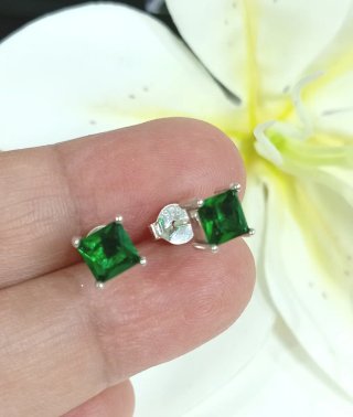 Pendientes esmeralda Circonitas Plata de ley 925