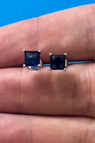 Exquisitos Pendientes Circonitas Azul Plata 925