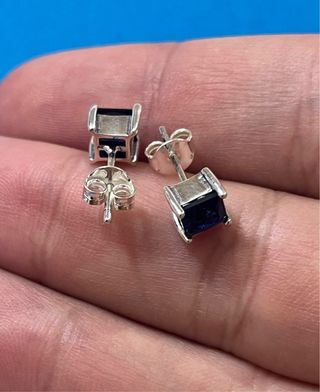 Exquisitos Pendientes Circonitas Azul Plata 925