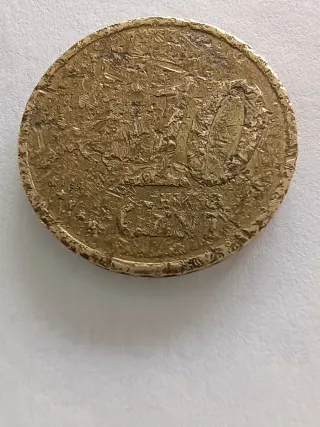 Moneda 10 céntimos Euro con defectos