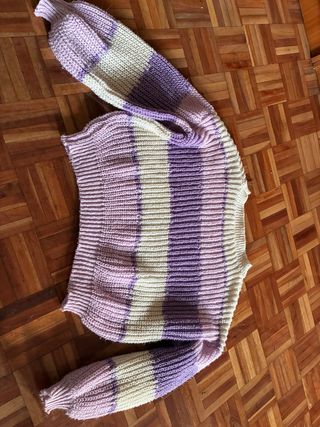 Jersey de rayas morado y beige