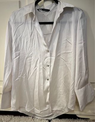 Camisa Zara Satén Blanca Talla XS