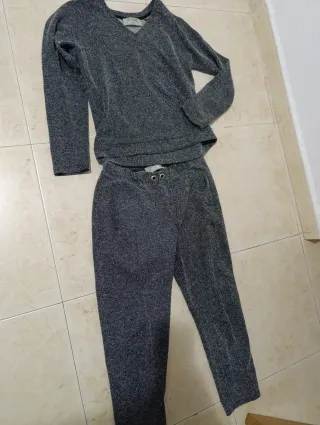 Chándal Zara Gris Brillante Talla M
