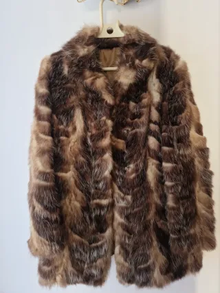 Abrigo Piel Natural Beige y Marrón