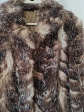 Abrigo Piel Natural Beige y Marrón