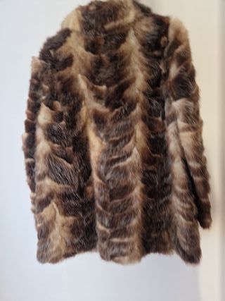 Abrigo Piel Natural Beige y Marrón