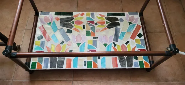 Mesa baja mosaico cristal y madera