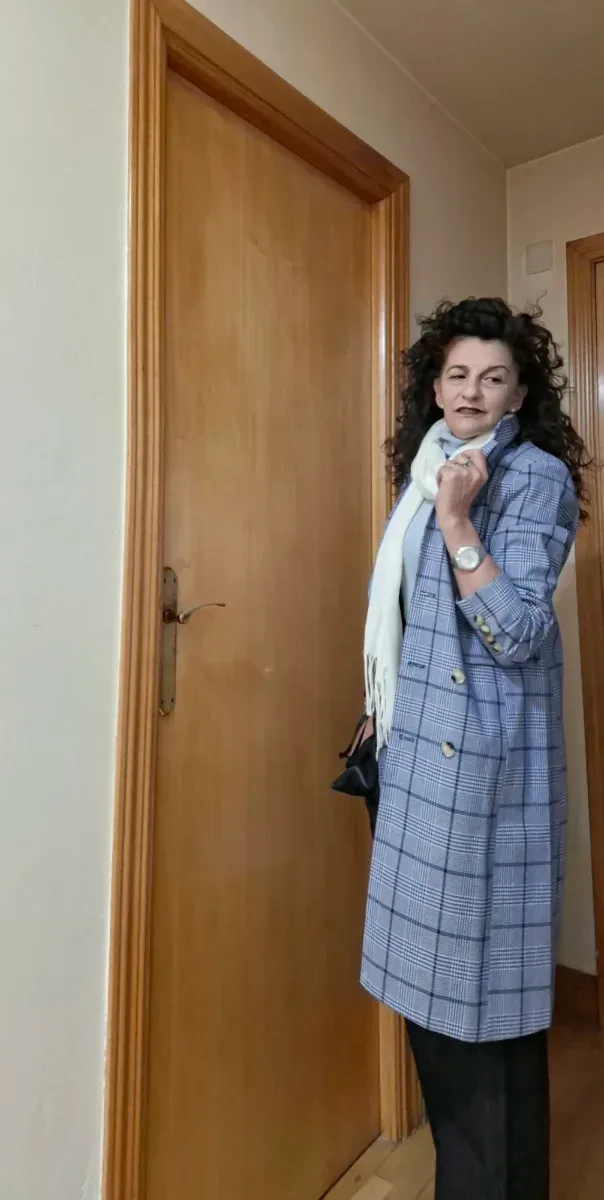 Blazer cuadros azul larga