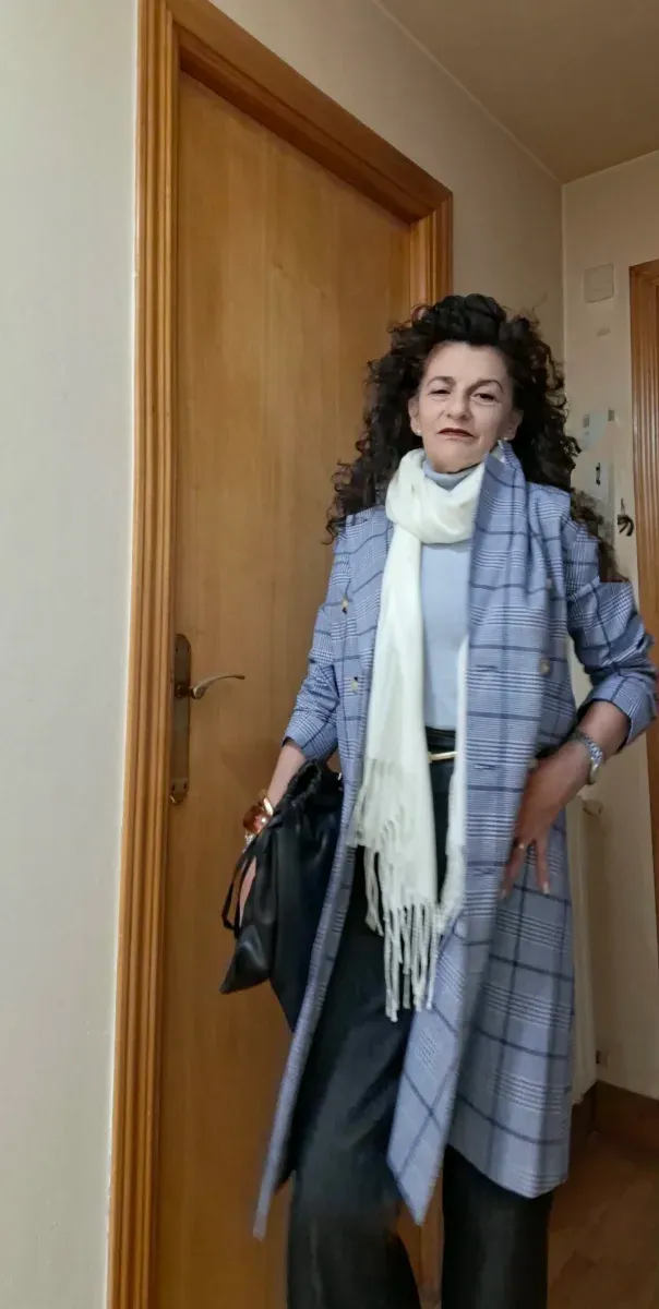 Blazer cuadros azul larga