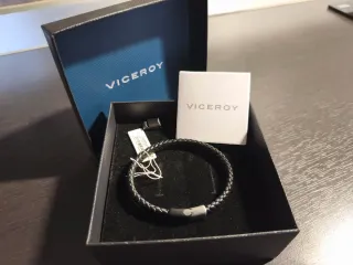 Pulsera Viceroy Piel Negra y Acero