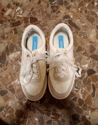 Deportivas MTNG Mujer Beige/Blanco