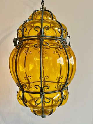 Lampada Veneziana Vetro Giallo Metallo