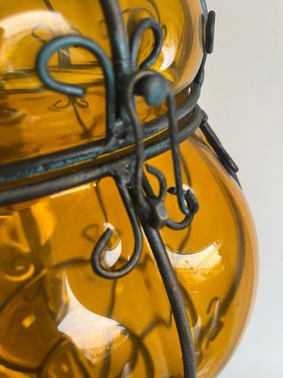 Lampada Veneziana Vetro Giallo Metallo