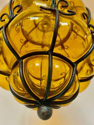 Lampada Veneziana Vetro Giallo Metallo