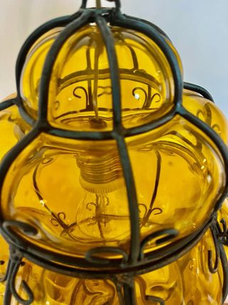 Lampada Veneziana Vetro Giallo Metallo