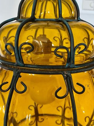 Lampada Veneziana Vetro Giallo Metallo