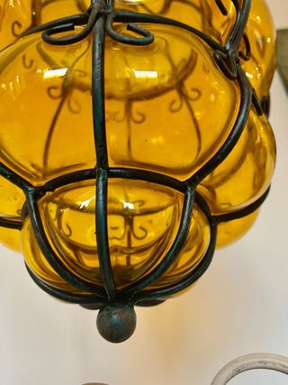 Lampada Veneziana Vetro Giallo Metallo