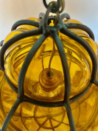 Lampada Veneziana Vetro Giallo Metallo