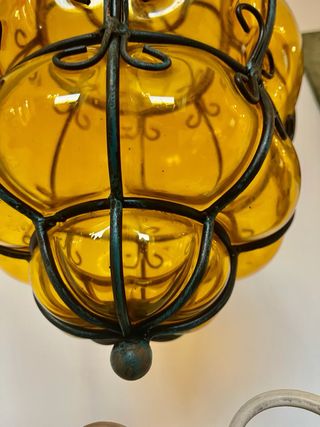 Lampada Veneziana Vetro Giallo Metallo