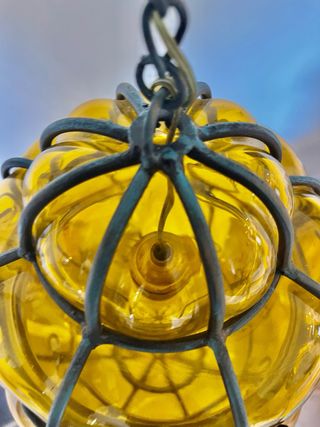 Lampada Veneziana Vetro Giallo Metallo