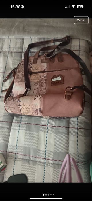 Mochila Marrón y Rosa con Estampado